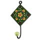 Ceramic Floral Tile Hook in Forest Green